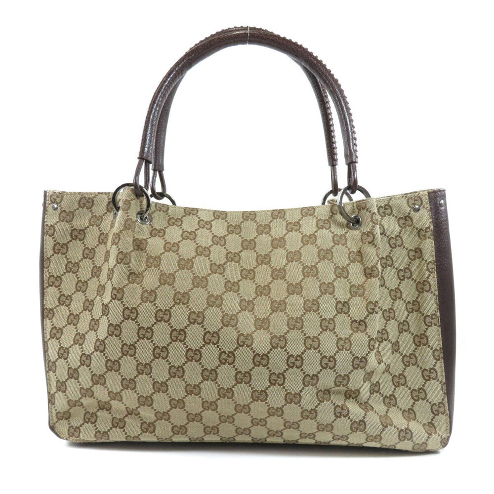 Gucci Bag Canvas monogram Tote brown GG iconic leather